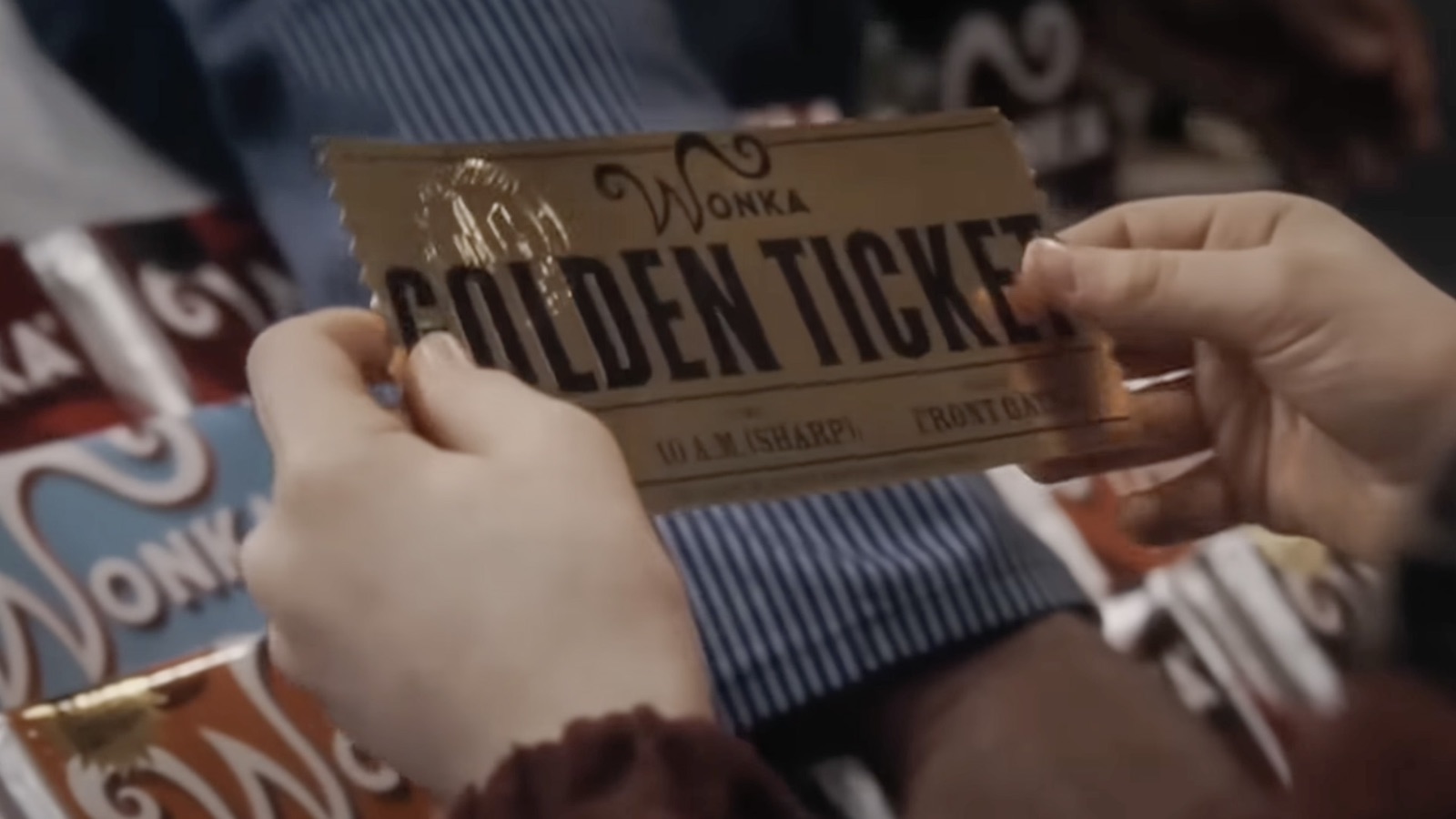Le Golden Ticket de Willy Wonka, exemple de document de fiction utilisé comme élément narratif.